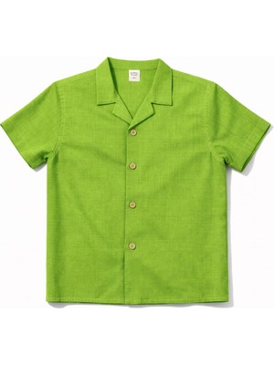 Bandiwa Gulian Erkek Çocuk Kısa Kollu Yeşil Yazlık Gömlek - Regular Fit / Dokuma Kumaş