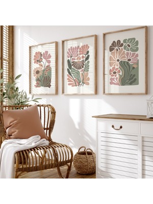 Pam Studio Flower Market Poster Seti – Pastel Renkli 3’lü Çiçek Illüstrasyon Tablo