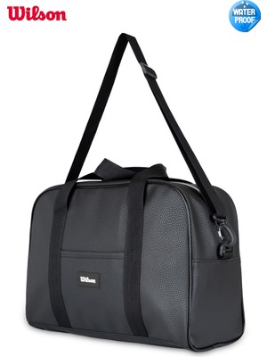 Lisanslı Wilson Vegan Deri Omuz Askılı Geniş Hacimli Unisex Su Geçirmez Seyahat Spor Çantası El Valizi