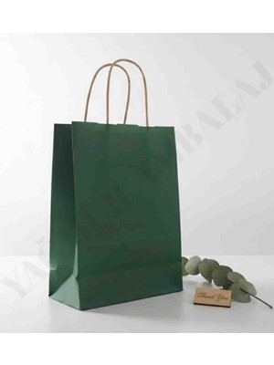 Yağmur Ambalaj Kraft Karton Kağıt Çanta-Koyu Yeşil 18X8X24CM (5ADET)