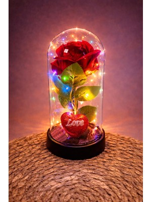 Bijuteri Net Gül Işıklı LED Fanus