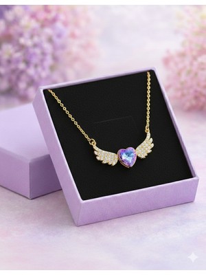 Gözde Aksesuarım Mor Melek Kanadı Kolye Çelik