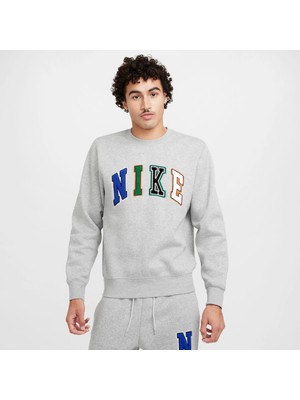 Nike Erkek Sweatshirt Club Fleece Bisiklet Yaka Şardonlu Günlük Rahat Kesim Gri -/ FZ0879-063