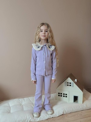 Miniko Kids Kız Çocuk Yaka Dantelli Fitilli Kaşkorse Bayramlık Taytlı Takım