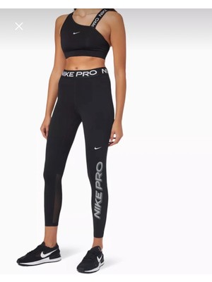Nike Pro Dri-Fit Mid-Rise Graphic 7/8 Training Yüksek Bel  Siyah Kadın Tayt DN0998-010