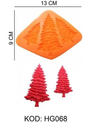 Pozitif Silikon Kalıp  Yılbaşı Çam Ağacı 3 Lü HG-068
