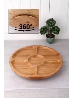 Royaleks Group Döner Bambu Sunum Tabağı 5 Bölmeli 25 cm ROYALEKS-DS2525