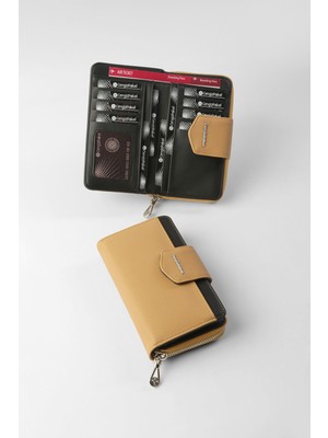 Cengiz Pakel Nova Orta Boy Kadın Cüzdan – 65316L - Hardal/siyah