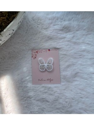 Parla'nın Atölyesi 0-3 Yaş Az Saçlı ve Saçsız Bebek Tokası Beyaz Kelebek