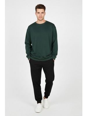 Uncia Outdoors Baskısız Basic Oversize Bisiklet Yaka Şardonlu Unisex Rahat Kalıp Sweatshirt