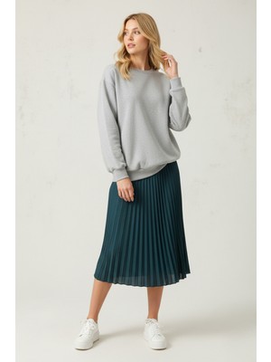 Uncia Outdoors Baskısız Basic Oversize Bisiklet Yaka Şardonlu Unisex Rahat Kalıp Sweatshirt