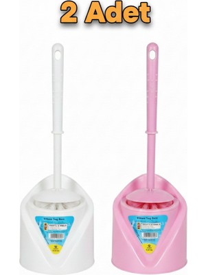 Primeaks 2'li Set Tuvalet Fırçası Takımı - Pembe & Beyaz Ekonomik Paket