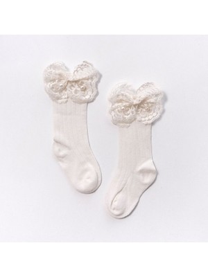 ministok Incili Dantel Fiyonklu Çorap