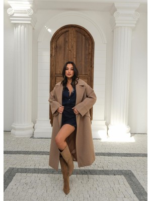 Fehu Bloom Kadın Kahverengi Balıksırtı Uzun  Kaban