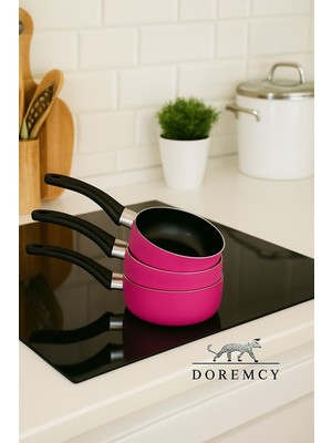 Doremcy 12 cm 3’lü Mini Tava Seti Sütlük, Wok ve Sos Tavası | Teflon Yapışmazbebek Maması Için Uygun