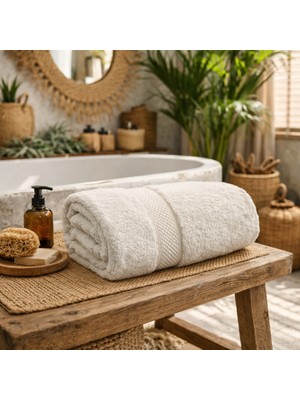 Meine Home Beyaz Banyo Havlusu %100 Pamuk 70X140