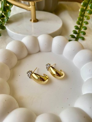 Jewelry Silver Taşlı Badem Halka Küpe