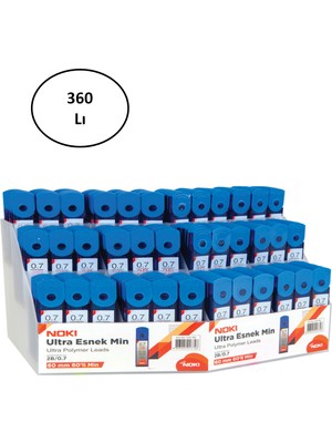 Noki Nokı 7213-360 Ultra Polimer 2B Kalem Ucu 0.7mm 360'lı Mavi Stand ile Kullanıma Hazır