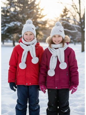 Matilda Unisex Çocuk Kışlık Örgü Seti - Çift Katlı El Emeği Tüvit Atkı & Bere