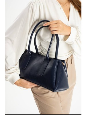 Özüm Takı Çanta Kadın Uzun Askılı Silindir Model Kol ve Omuz Çanta Lacivert