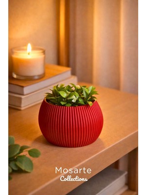 Mosarte Ribbed Modern Yivli Yuvarlak Tasarım Vazo / Dekoratif Obje