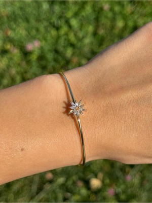 Luseda Kristal Figürlü Zirkon Taşlı Ayarlanabilir Gold Bileklik