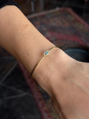 Luseda VIP Mavi Nazar Göz Taşlı İnce Ayarlanabilir Kelepçe Bileklik