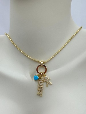 Luseda VIP “HAPPY” Yazılı ve Kalp Detaylı Charmlı 70 cm Ayarlanabilir Asansörlü Kolye