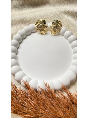 Jewelry Yaprak Metal Gold Küpe