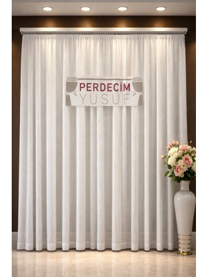 Perdecim Yusuf 1/2 Seyrek Pileli Kelebek Bambu Tül Perde Kırışmaz Ağır Gramajlı Özel Ölçü