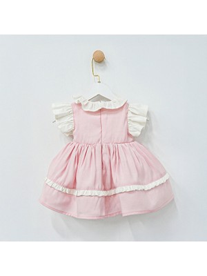 ministok Mira Fırfır Yakalı ve Nakışlı Kız Bebek Elbise