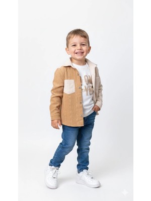 Bontino Erkek Çocuk Casual 3'lü Takım - Kolu Katlanabilir Gömlek, %100 Pamuk Tişört ve Beli Ayarlanabilir Jean