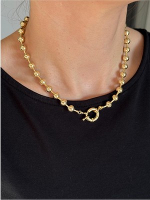 Luseda Gold Renk Vıp Kaplama Top Detaylı 45 cm Kolye