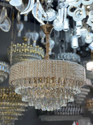 LED Yeni Model 50 cm Kristal Lüx Salon Avize Gold Renk