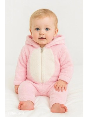 Dfn Kids Dfn Kız Bebek Yenidoğan Kapüşonlu Fermuarlı Welsoft Tavşan Peluş Bebek Tulum | 0-12 Ay Yenidoğan