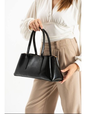 Özüm Takı Çanta Kadın Uzun Askılı Silindir Model Kol ve Omuz Çanta Siyah