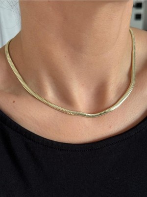 Luseda Gold Renk VIP Kaplama Yılan Form 40+5 cm Ayarlanabilir Kolye