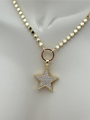 Luseda VIP Zirkon Taşlı Yıldız Gold Renk 55+5 cm Kolye