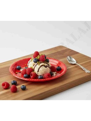 Yağmur Ambalaj Kırmızı Renkli Plastik Tabak 22CM Dayanıklı Doğumgünü Parti Tabağı (10ADET)