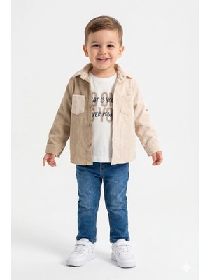 Bontino Erkek Çocuk Casual Gömlek Takım - Kolu Katlanabilir, Regular Fit, Düz Desenli, 3 Parça