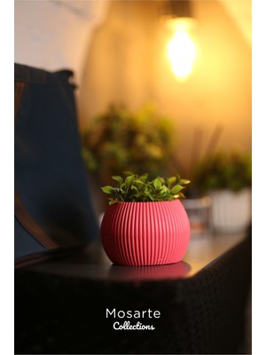 Mosarte Ribbed Modern Yivli Yuvarlak Tasarım Vazo / Dekoratif Obje