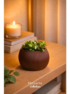 Mosarte Ribbed Modern Yivli Yuvarlak Tasarım Vazo / Dekoratif Obje