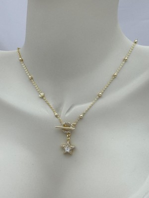 Luseda VIP Önden Tokalı Zirkon Taş Detaylı Yıldız 45 cm Kolye