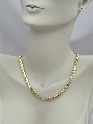 Luseda VIP Gold Renk Yassı Pul Model 45cm Zincir Kolye