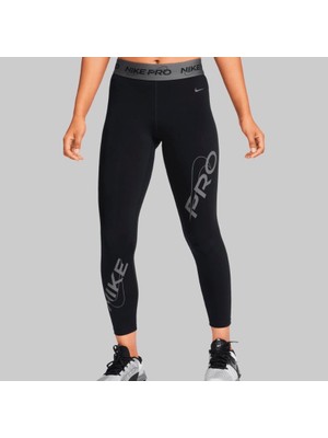 Nike Pro Dri-Fit Mid-Rise 7/8 Graphic Training Yüksek Belli Siyah Kadın Tayt FB5488-010