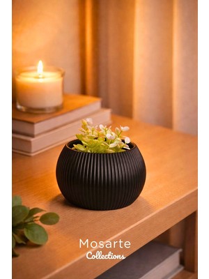 Mosarte Ribbed Modern Yivli Yuvarlak Tasarım Vazo / Dekoratif Obje