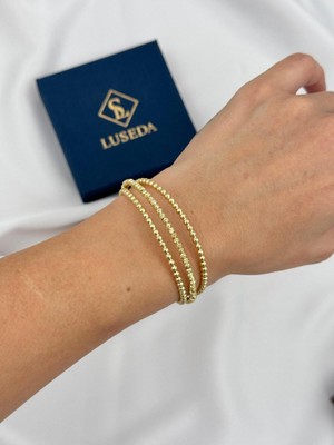 Luseda VIP Üç Sıra Dorika Top Detaylı Ayarlanabilir Kelepçe Bileklik