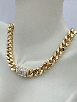 Luseda Xuping Kalın Gurmet Zincir Taş Detaylı 45 cm Gold Renk Kolye