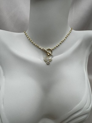 Luseda Zirkon Taşlı Gold Renk 40CM Arı Figürlü Zincir Kolye