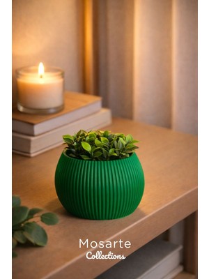 Mosarte Ribbed Modern Yivli Yuvarlak Tasarım Vazo / Dekoratif Obje